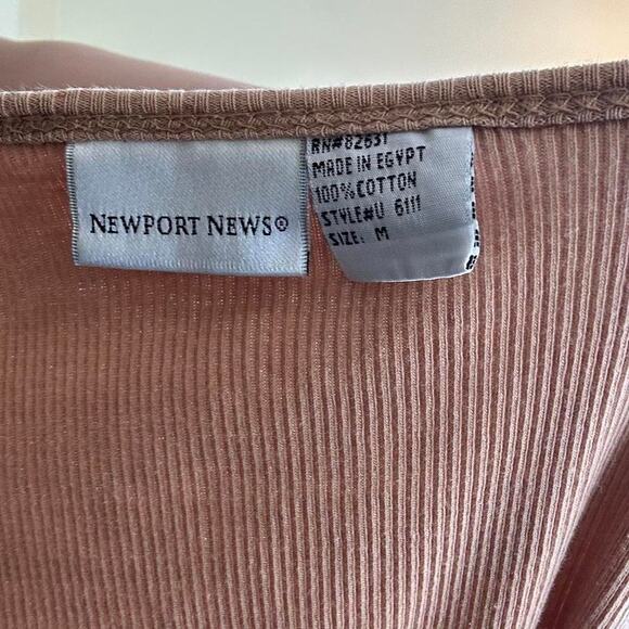 Newport News Tan ribbed cotton long sleeve top size medium - Picture 6 of 6